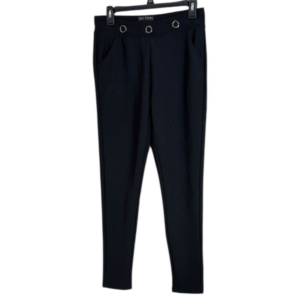 Kay Unger Grommet Accent Black Skinny Evening Pants size M